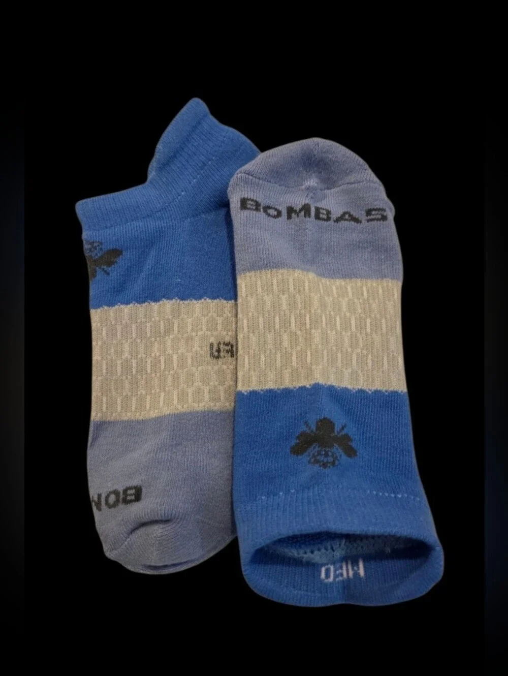 Bombas Medium Ankle Socks Blue & Gray 5 Pair BNWT Unisex Honeycomb Arch Suppor
